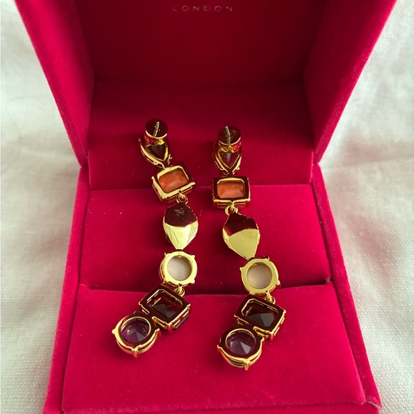 Kurt Geiger Gold-Tone Multicolor Stone Earrings - Picture 4 of 7